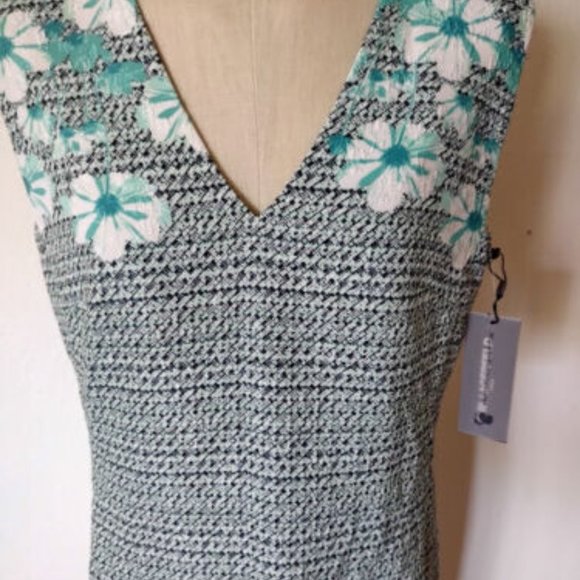 NEW KARL LAGERFELD Size 10 Green Black Hawaiian Tropical Print Sundress - Picture 4 of 7